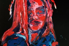 Abstract Portrait: Dame in rot/blau (2021)